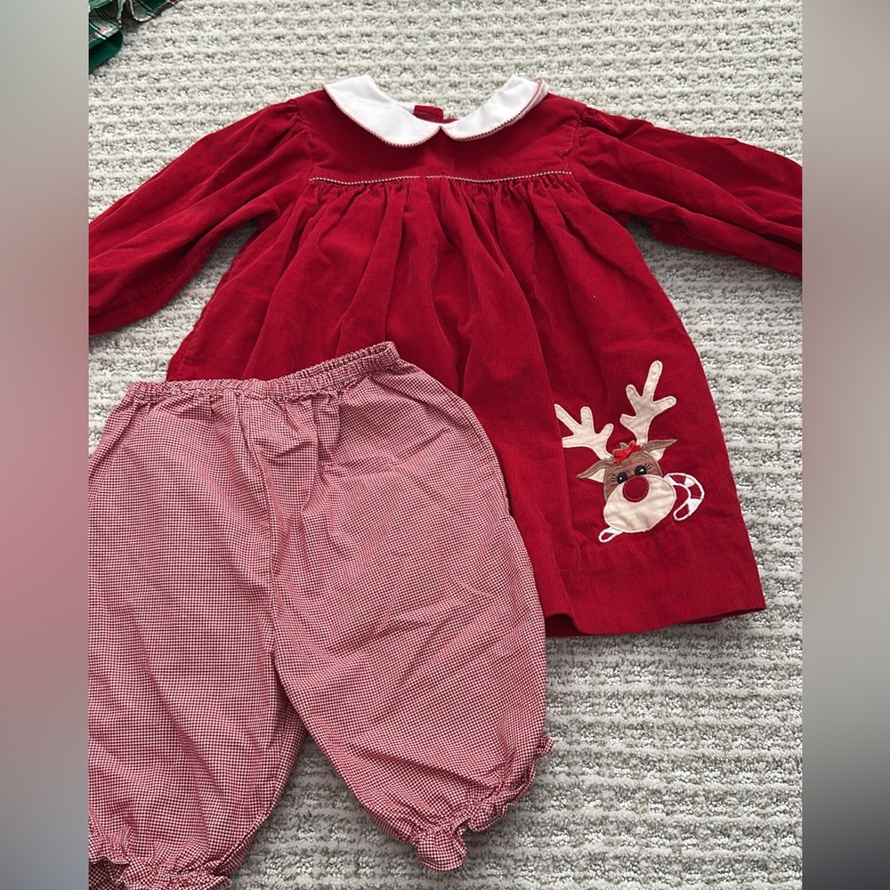 Red Reindeer Kids Casual Dress Set